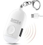 Personal Alarm for Women with LED Flashlight. Rechargeable, Waterproof, White, Small Police Approved Panic & Rape Alarm with Keyring for Students, Elderly, Girls & Kids