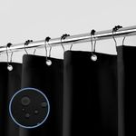 downluxe Waterproof Fabric Shower Curtain Liner - Soft Cloth Shower Liner with 3 Magnets, Shower Curtains for Bathroom, Machine Washable & Hotel Quality, 70" W x 72" H, Black