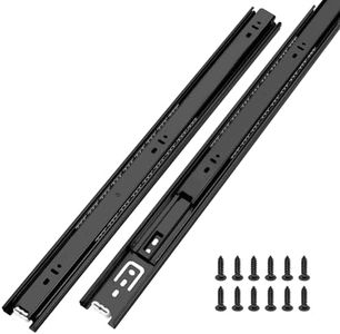 LONTAN 10 Pairs Full Extension Ball Bearing Drawer Slides 22 Inch Side Mount Cabinet Rails Tool Box Trash Can Glides Black Heavy Duty Kitchen Drawer Runners 100LB Capacity