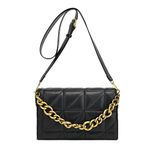 SCARLETON Purses for Women, Quilted Crossbody Bags for Women, Shoulder Bag, Faux Leather Handbag H2094, Black a, M