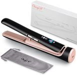 CkeyiN Pro Cordless Hair Straighteners, 2 in 1 Portable Straightener and Curler, PTC Fast Heat Up, USB Charging, 28 cm x 7.5 cm, Black, 160°C/180°C/200°C, 5200mAh Battery, 1 Hour Use Time