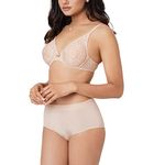 Wacoal Women’s Halo Lace | Non Padded | Wired |Full Cup| Bridal Wear | Plus Size | Lace Bra - Beige(34D)