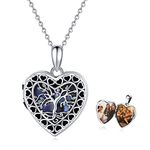 Midir&Etain Tree of Life Locket Necklace 925 Sterling Silver Heart Photo Pendant Necklace that Holds Pictures Family Tree Jewellery Gifts for Women Girls Birthday