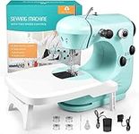 Small Manual Sewing Machine with Extension Table for Beginners, Adjustable 2 Speed with Sewing Kits, Best Gift for Kids Women Space Saver, DIY, Household and Travel