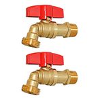 HQMPC Outdoor Spigot Hose Ball Valve Hose Bibb Garden Hose Connect Bibb Shut Off Valve No Lead Brass Stop Valve 1/2" MNPT Connect 3/4" GHT Outlet 2 Pcs