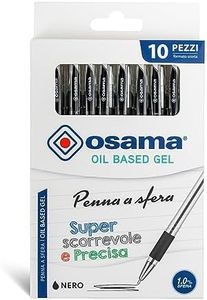 OSAMA - Penne Nere con Inchiostro Gel OBG Set 10 Pezzi, Penna Gel Superscorrevole e Precisa con Tappo, Penna a Sfera 1.0 mm per Cancelleria Scuola Ufficio e Università,Penne Gel Ideali per Cartoleria