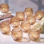 DARJEN Gold Votive Candle Holders Set of 24- Round Glass Candle Holders Bulk for Table Centerpiece, Tea Lights Candle Holders for Wedding Shower, Party, Home Decor