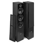 Fenton SHF80B Floorstanding Hi-Fi Speakers, Tall Column Tower Set (Pair) for Home Audio Stereo Sound System, 3-Way 6.5" Woofers, Black