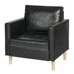 STHOUYN Faux Leather Comfy Black Accent Arm Chair Single Sofa Living Room, Bedroom Chair Reading Chairs for Adults, Suitable for Small Spaces Office Couch, Easy Assembly (1, Black)