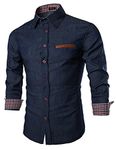 COOFANDY Men's Casual Long Sleeve Dress Shirt Button Down Shirts, Medium, Ultramarine Blue