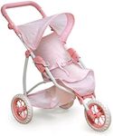 Badger Basket Toy Doll Folding Three Wheel Pretend Jogging Stroller for 22 inch Dolls - Pink/Gingham