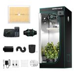 MARSHYDRO TS1000 Grow Tent Kit Complete 2.3x2.3ft LED Grow Light Dimmable Full Specturm Indoor Grow Tent Complete System, 31"x31"x63" Hydroponics Grow Tent Kit 1680D with 4” Ventilation Kit