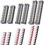 BlueStars 6 Packs 8/10/12 Positions Terminal Strip Blocks 600V 15A with Cover and 6 Packs 400V 15A Pre-Insulated Terminals Barrier Strip Used for Home Electrical Project