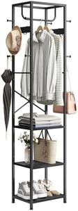 ELYKEN Coat Rack Freestanding, Hall Tree with 3 Storage Shelves and 12 Hooks, Metal Clothes Rack Stand Organizer for Bedroom, Hallway, Entryway, Office, Living Room, Black