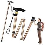 2 Pack Folding Walking Stick, Collapsible Walking Travel Cane Portable Walking Stick with Non-Slip Rubber Base for Mountain Climbing Trekking Hiking Travel