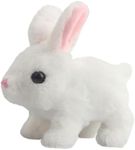 A-SZCXTOP Electronic Plush Hopping Rabbit Toys,Realistic Fun Bunny Interactive Pet Toys for Toddlers Kids,Easter Christmas Birthday Gift,Walking,Wiggle Ears,Twitch Nose,Sounds (White)