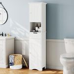 ChooChoo 67" Tall Bathroom Storage Cabinet Freestanding with Adjustable Shelves, Narrow Storage Linen Cabinet with 2 Doors and 1 Drawers for Bathroom, Living Room, Kitchen, White.