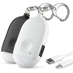 Rechargeable Self Defense Keychain Alarm 2 Pack – 130 dB Loud Emergency Personal Siren with LED Light – SOS Safety Alert Device Key Chain for Women, Kids, Elderly, and Joggers by WETEN (Black&White)