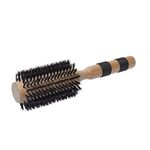 Scarlet Line Professional Maple Wood Anti Static Large Bor Bristles Round Curling Hair Brush Wooden Hot Curl Brush with Anti Slip Rubber Grip Handle Brown Dlx