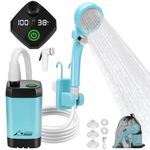 WADEO Portable Camping Shower, [6000mAh] Rechargeable Battery Shower Pump, LED Display, Outdoor Shower Kit for Beach, Dog, Travel, Campervan, Emergency