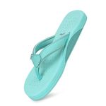 YOHO ArchFlex orthopedic slippers for women | Arch support for pain relief | Soft, Anti-Skid, lightweight | comfortable padded straps flip flops for Everyday | Sea Green - UK 7
