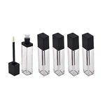 6Pcs 7ml Square Lip Gloss Tube Containers with Rubber Stopper and Wand Applicator Empty Refillable Clear Plastic Lipstick Tube Bottles Vials for Lipstick Samples Lip Oil