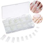 False Nails Tips 500 Pieces Oval French UV Gel Acrylic Fake Art Nails Tips with Box for Women Girls(10 Sizes, Natural Color)