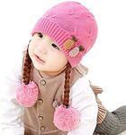 Devil Girls Toddler Infant Cute Soft Winter Knit Warm Choti Benaie Hat (Pink,1-2 Years)