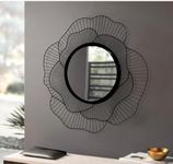 Urban Craft Iron Decorative Wall Mounted Metal Mirror, Black Rose Design, Framed