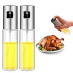 Olive Oil Sprayer Mister - 100ml Stainless Steel Cooking Oil Sprayer Bottle for Air Fryer, BBQ, Salad, Baking, and Roasting - Refillable Oil, Vinegar, Sprayer for Kitchen Gadgets - Pack of 2