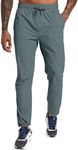 Men's Hiking Pants Lightweight Waterproof Sweatpants Trekking Running Gym Workout Trousers Outdoor Casual Pants with Zipper Pockets Grey-M