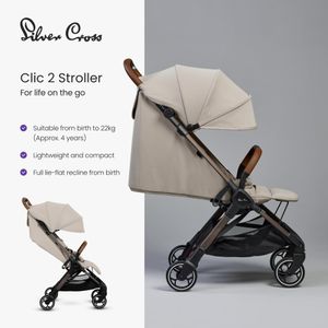 Silver Cross Clic 2 Compact Stroller with Travel Bag – Foldable, Lightweight, Latte