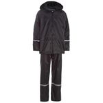 2 Piece Adults Unisex Waterproof Rain Suit Set Jacket Trousers Lightweight S-4XL (Black, XL)