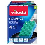 Vileda Scrunge Multi-Use Non-Scratch Scrub Sponge (Pack of 10) | Rinses Clean, Stays Fresh | Durable & Long-Lasting | Dishwasher Safe