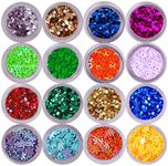 Western World Glitter 16 Container Nail Art and Art Craft in Different Shapes and Colors