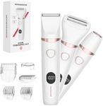 MAXGROOM 3 in 1 Lady Shaver for Women, Wet & Dry Electric Razor, IPX6 Waterproof Bikini Trimmer for Pubic Hair, LED Display, Hypoallergenic for Sensitive Skin, Facial Legs Underarms Body Groomer