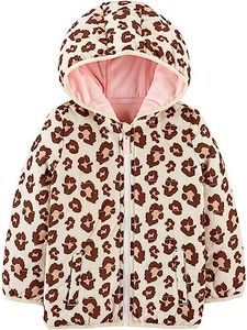 Simple Joys by Carter's Girls' Puffer Jacket, Beige Pink Leopard Print, 3T
