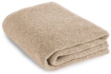 Love Cashmere Luxury 100% Cashmere Comfort Blanket - Light Natural - Made in Scotland