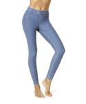 HUE Women's Essential Denim Leggings, Medium Wash, M