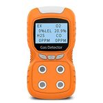 XLA Alert Portable Gas Detector, Gas Clip 4 Gas Monitor Meter Tester Analyzer, Rechargeable LCD Display Sound Light Shock Air Quality Tester, 2 Year Detector…