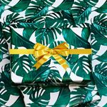 Green and White Palm Tree Gift Wrap Wrapping Paper-12ft Folded Sheet w.10Gift Tags