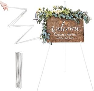 White Easel Stand for Wedding - Foldable Portable 168cm High Display Easel Poster Stand - Easy to Fold Retractable Adjustable Black Easel Artists Easel Indoor and Outdoor(1 Pack)