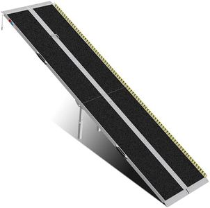 WHALEMOTOR Portable Wheelchair Ramp 10FT, Anti-Slip Aluminum Folding Portable Ramp, Wheelchair Ramps for Home, Weight Capacity Up to 600 LBS