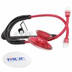 MDF Instruments Acoustica Deluxe Lightweight Dual Head Stethoscope - Free-Parts-for-Life & (MDF747XP-R11) - Red and Black