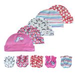 Baby hat and mittens set Newborn - Baby Hats Caps & Baby Scratch Mittens Gloves for baby boys girls 0-6 Months 100% Cotton