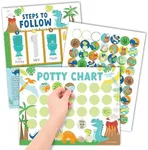 Hadley Designs Dinosaur Potty Training Chart for Toddlers Boys - Potty Chart for Boys with Stickers, Kids Potty Training Chart for Toddlers Boys, Potty Sticker Chart for Toddlers Boy, Potty Rewards