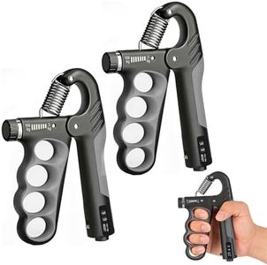 Hautrely 2PCS Hand Gripper Strengthener, 11-220LB Adjustable Resistance Grip Strength Trainer with Counter, Forearm Exerciser for Injury Recovery and Muscle Building (Grey)