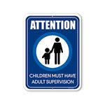 Honey Dew Gifts, Attention Children Must Have Adult Supervision, Swimming Pool Signs, Children Supervision, Parental Advisory, Children Safety Business Sign, 9 Inch by 12 Inch, HDG-1322