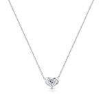 Amberta Women 925 Sterling Silver AAA Cubic Zirconia Solitaire Necklace: Silver CZ Simulated Heart Diamond Necklace