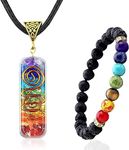 Lava Stone Bracelets for Woman Men, 7 Chakra Necklace and Bracelet Set Triple Protection Bracelet Bring Wealth Luck Prosperity, Orgone Pendant Black Tourmaline Necklace for Crystals Healing Energy 7 Chakra Crystal Bracelets Lava Bead Balancing Chakra Crystal and Healing Stones Jewelry Women & Men